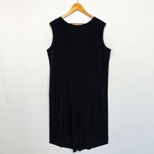 CHICO’S TRAVELERS Womens Size 3 US XL Acetate Wedge Solid Dress Black Slinky NEW